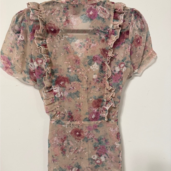 Floral Ruffle Blouse - Pink and Cream - Picture 4 of 4